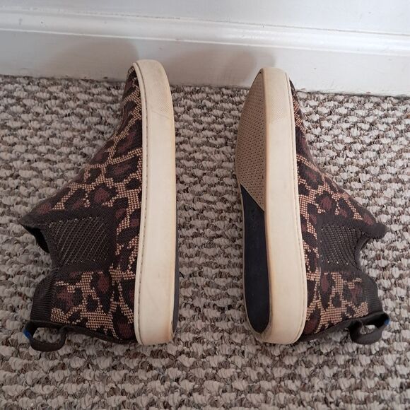 Rothy’s Shoes Women's 7.5 The Chelsea Sneaker Boot Wildcat Cheetah Printed Knit - Picture 7 of 8